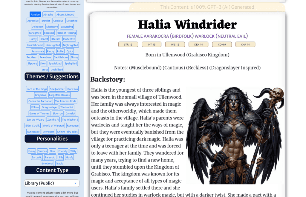 New DnD Character Creator with DALLE3 and GPT-4