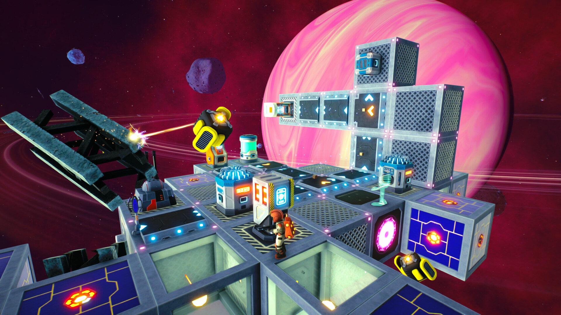 Here’s a game where you’re an underpaid astronaut salvaging space trash and building an orbital factory from it