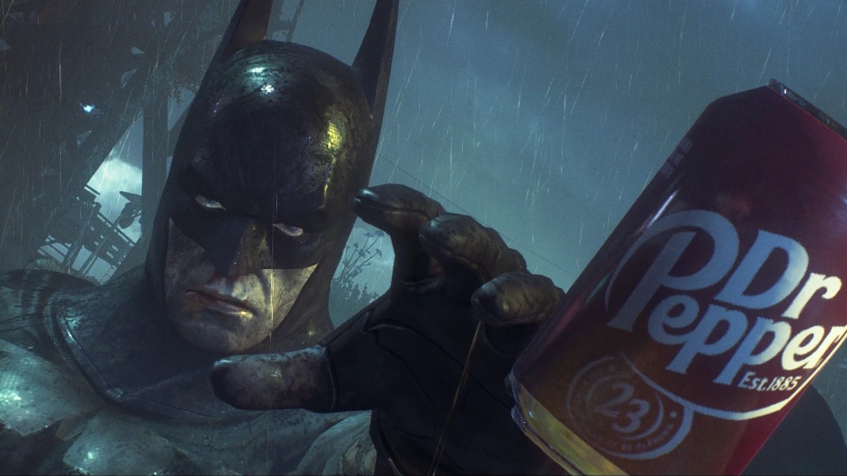 Batman: Arkham Knight mod fills age-old plot hole about how the Dark Knight stays hydrated, blasts Dr Pepper toward thugs ‘at a solid 112MPH’