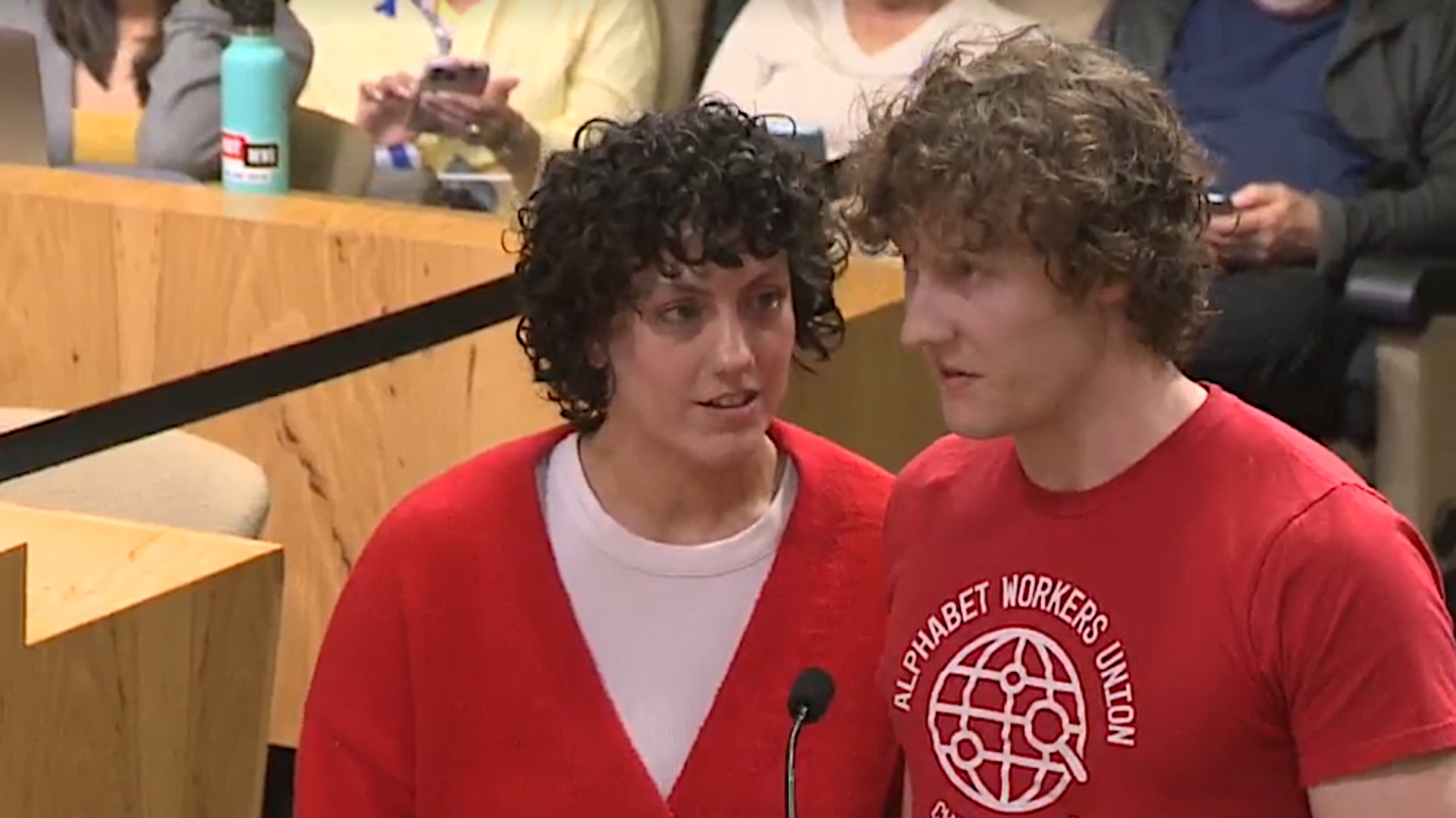 ‘Not to interrupt, but they just laid us all off’: Unionised YouTube workers in Texas are told in the middle of a live City Council meeting that they don’t have jobs anymore