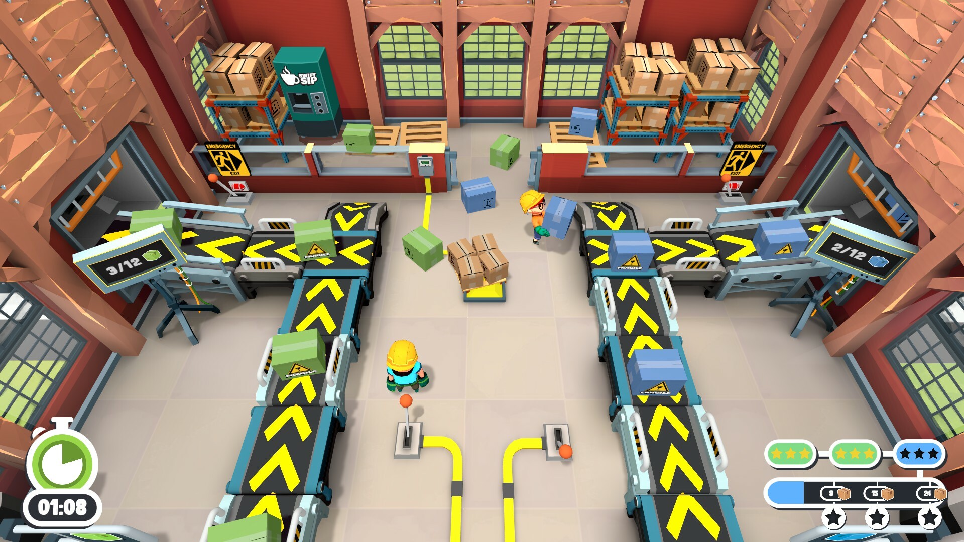 Here’s a chaos co-op take on getting boxes off the shipping floor and out the factory door