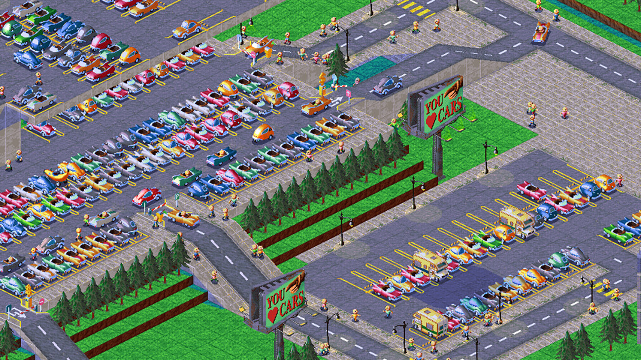 In this satirical city builder, your goal is to convert walkable cities into parking lots and use propaganda to convince everyone it’s what they want