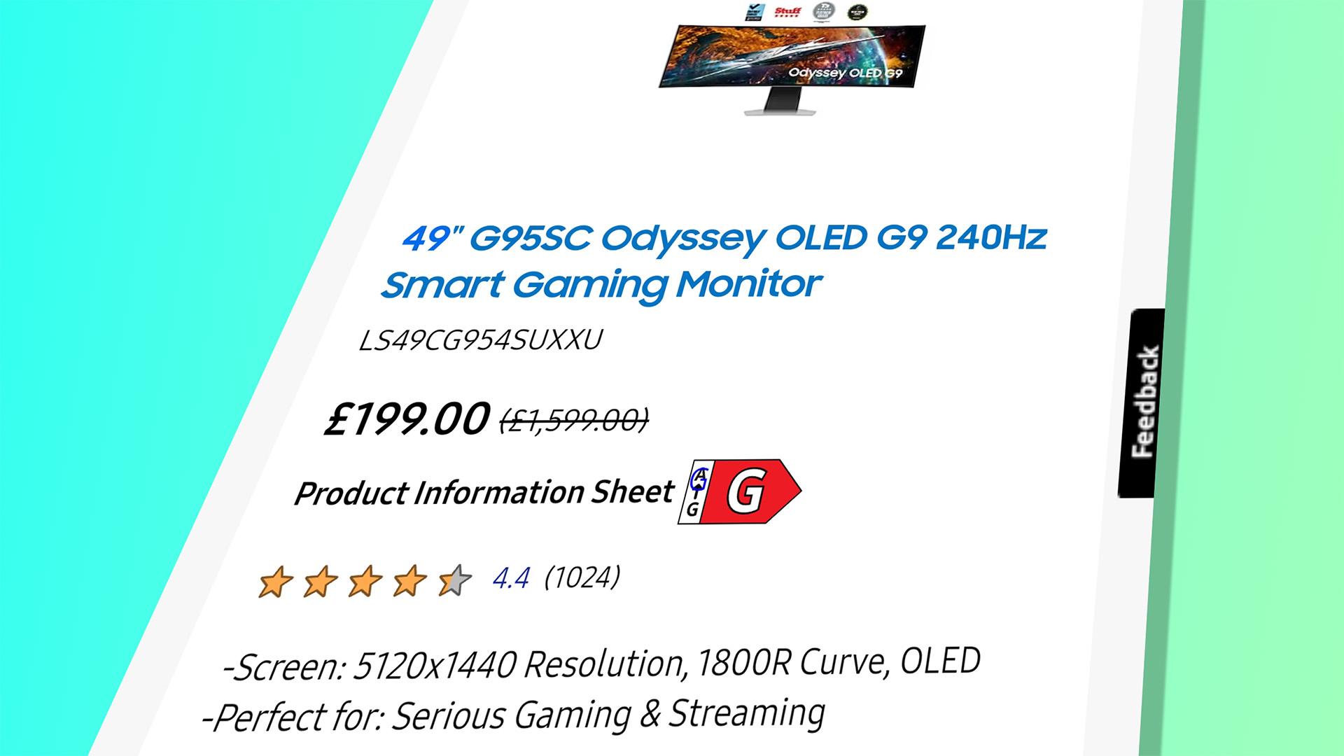 Samsung was either feeling generous or someone messed up big time when it temporarily slashed £1,400 off a 49-inch 240 Hz OLED gaming monitor