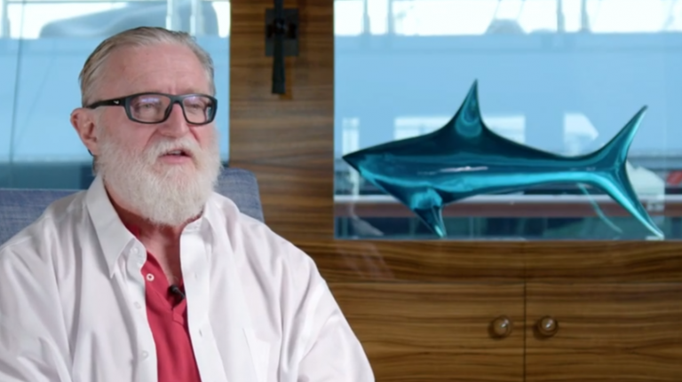 Gabe Newell was diving once when a shark tried to bite him ‘a couple of times’ and, while all around panicked, he wasn’t too bothered: ‘I just think that’s how I’m wired’