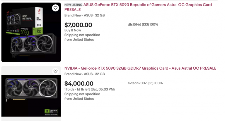 Scalpers are already trying to rip off gamers by flipping RTX 5090 graphics cards they don’t actually have for up to $7,000