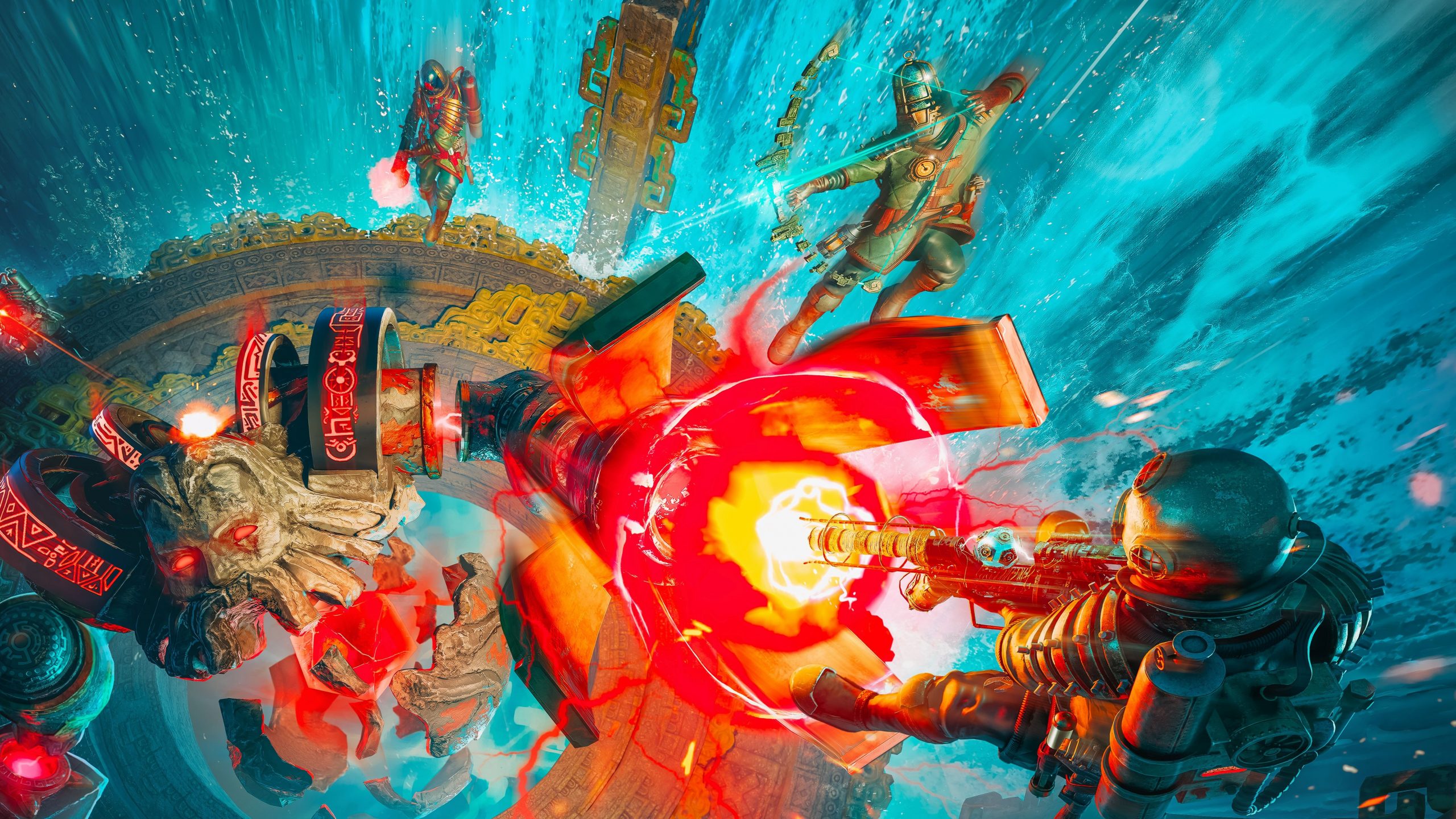 I wasn’t quite sure what a ‘brinepunk roguelite’ shooter is but, going by the latest Abyssus trailer, it just means sick hardware chewing through sea monsters