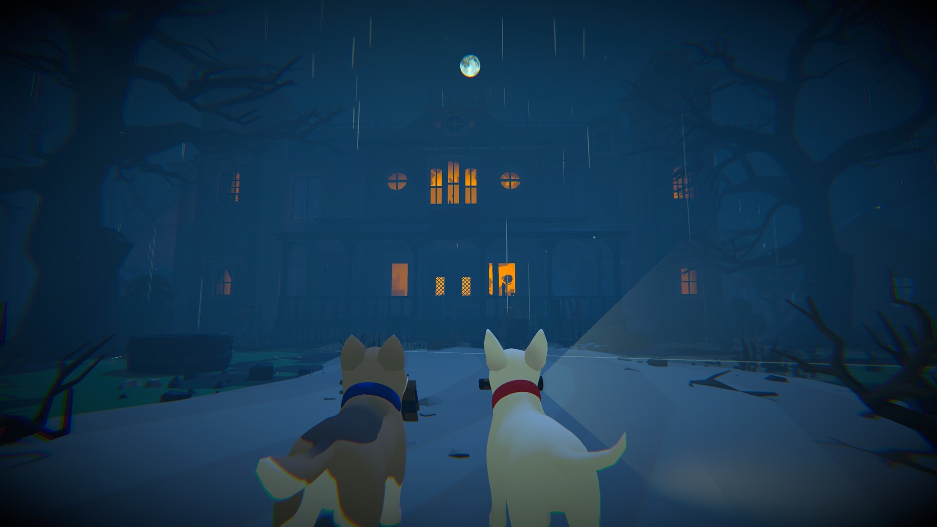 Haunted Paws lets you and a friend navigate a haunted house as two dogs trying to find their missing human friend