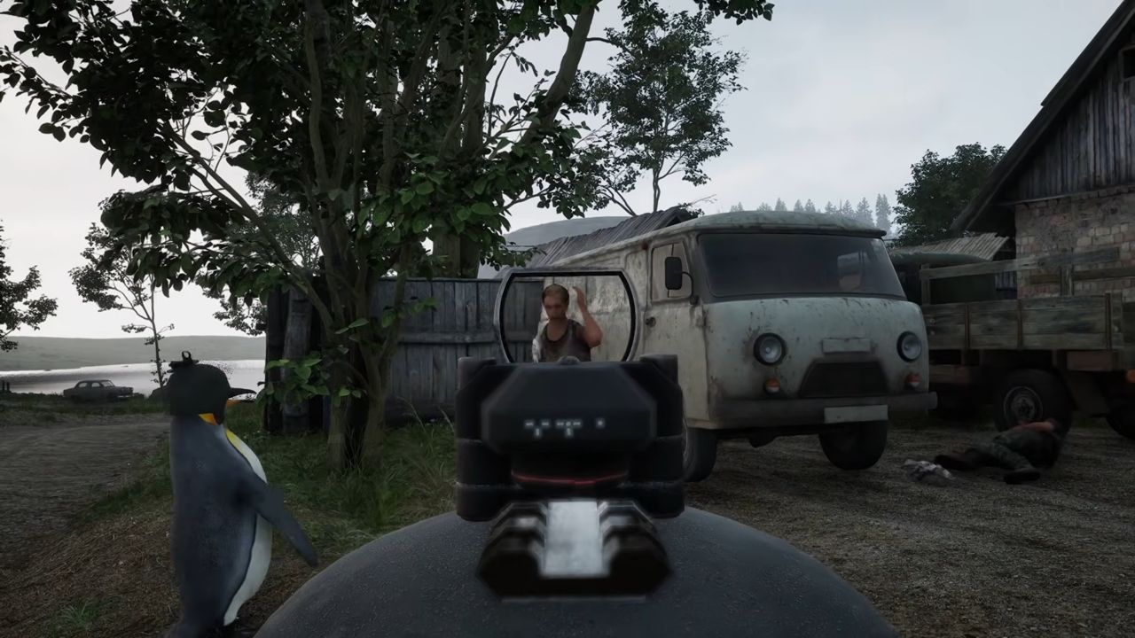 Altera is a hardcore, realistic, unforgiving military survival sandbox, so of course it features penguin soldiers with reflex sights on their heads