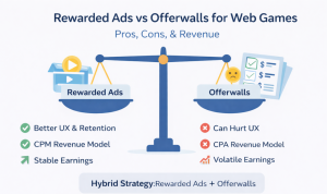 Rewarded Ads vs Offerwalls for Web Games: Pros, Cons, Revenue