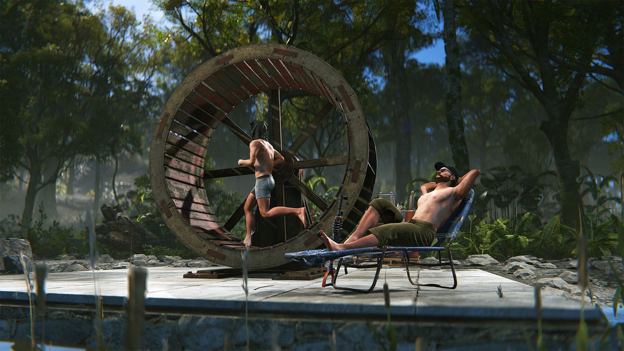 Rust is getting hydro power through water wheels that can also be powered by humans: ‘Before you ask, yes, you can force handcuffed players into them’