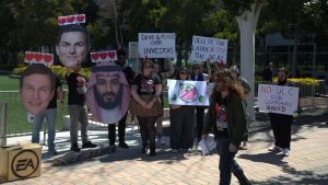 Protesters ‘raid’ EA to oppose Saudi Arabia acquisition