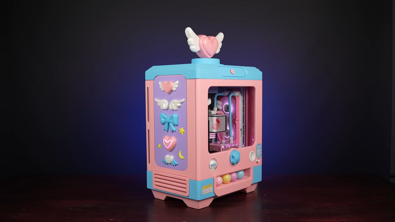 Check out this gachapon-inspired custom PC with a floating heart on top, and mini RAM sticks in its capsules