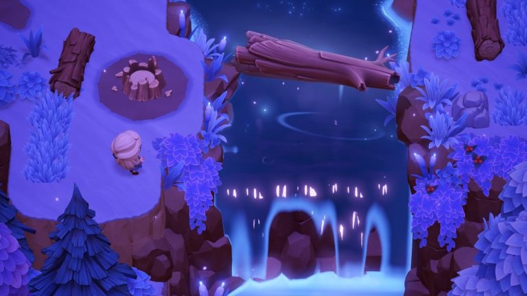 Where to find the fallen tree and unblock the waterfall in Moonlight Peaks