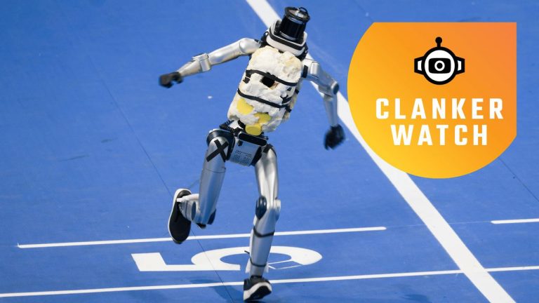 Robot Olympics runner bravely sprints headfirst into wall and collapses in shower of sparks, is not a metaphor