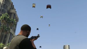 Today in GTA 5 mods: Turning Franklin into a walking car-cannon